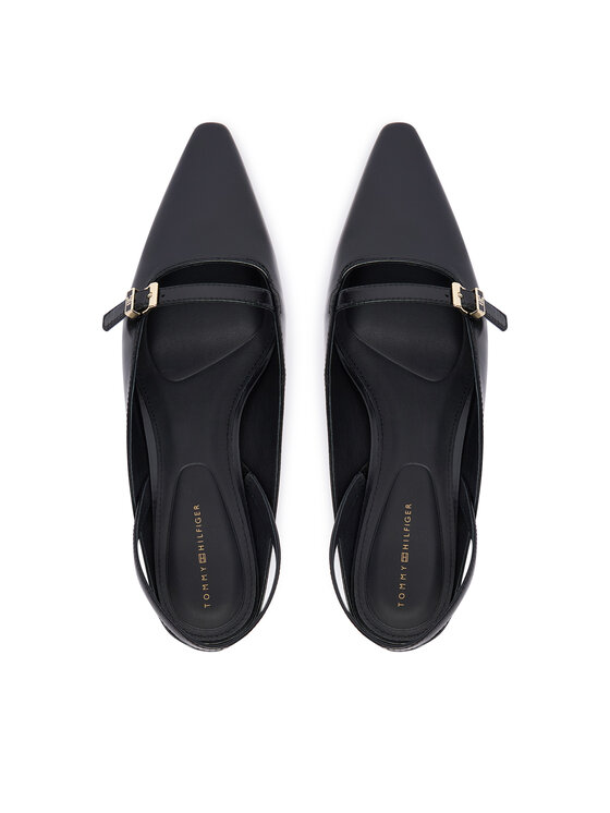 Tommy Hilfiger Tommy Hilfiger Laiviņas Th Buckle Kitten Slingback Pump FW0FW09384 Melns