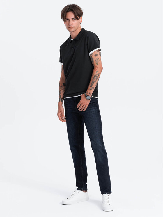 Ombre Ombre Polo OM-POSS-0113 Czarny Fitting Fit