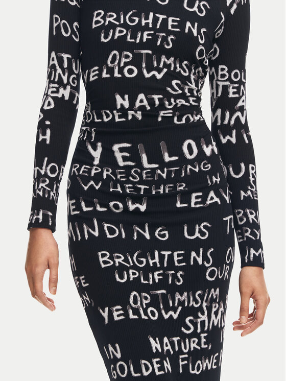 Desigual Desigual Повсякденна сукня 24WWVK45 Чорний Slim Fit