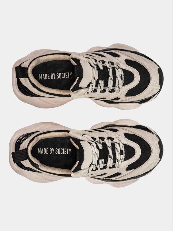 MADE BY SOCIETY MADE BY SOCIETY Sneakersy MBS 02 BEIGE/BLACK W - I15966 Czarny