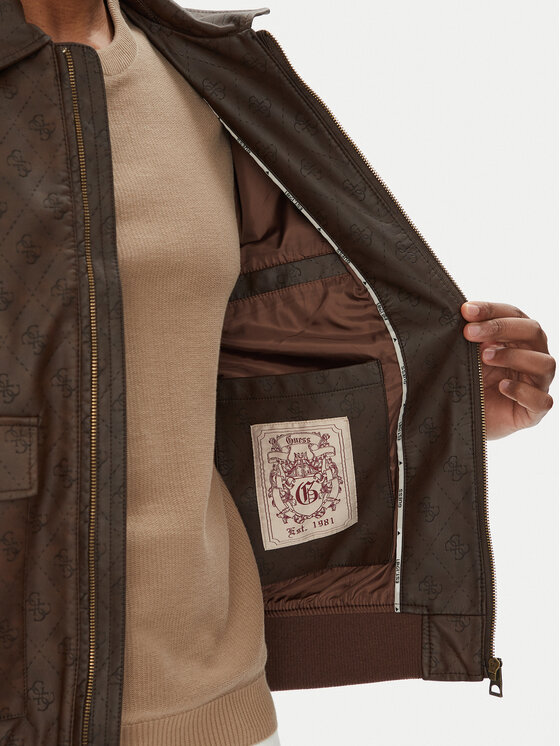 Guess Guess Bunda z imitace kůže M5YL01 WGUC0 Hnědá Regular Fit