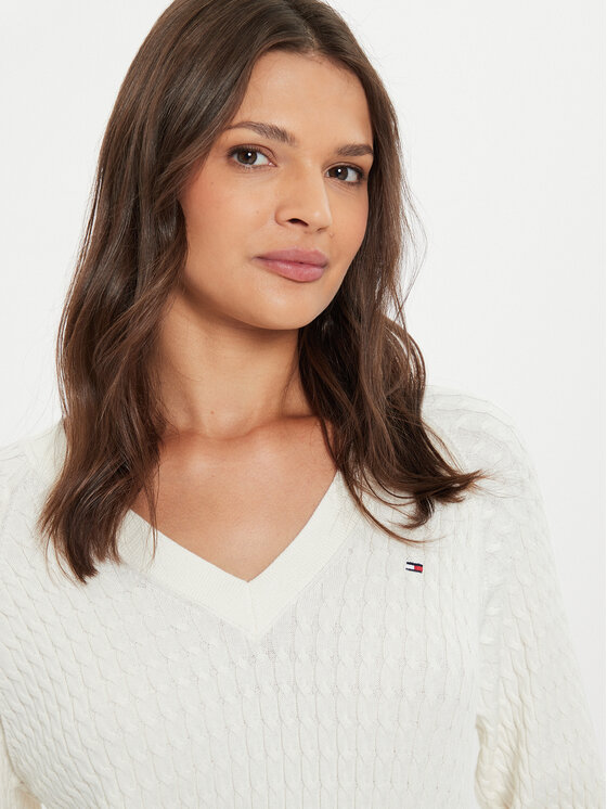 Tommy Hilfiger Tommy Hilfiger Džemper WW0WW43093 Écru Regular Fit