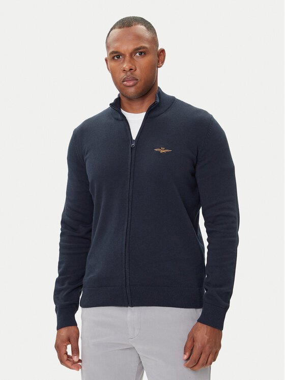 Aeronautica Militare Kardigan 252MA1580UL00506 Granatowy Regular Fit