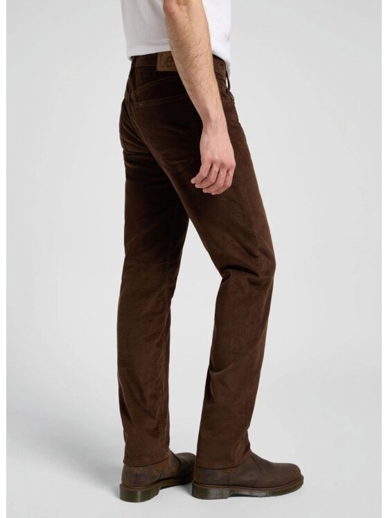 Lee Lee Spodnie materiałowe DAREN ZIP FLY Brązowy Straight Fit