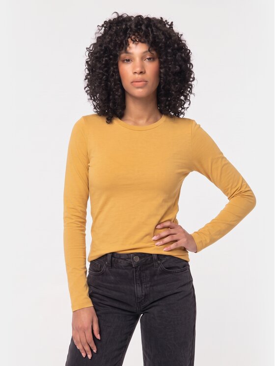 BASICLO BASICLO Longsleeve W-2253-267 Żółty Slim Fit