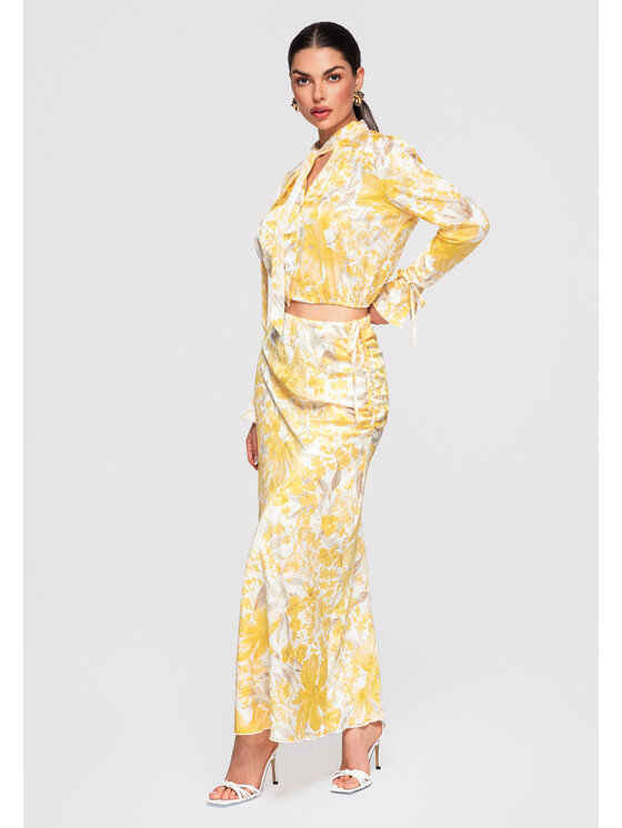 Ombre Ombre Spódnica maxi OW-GL-E0005 Żółty Slim Fit