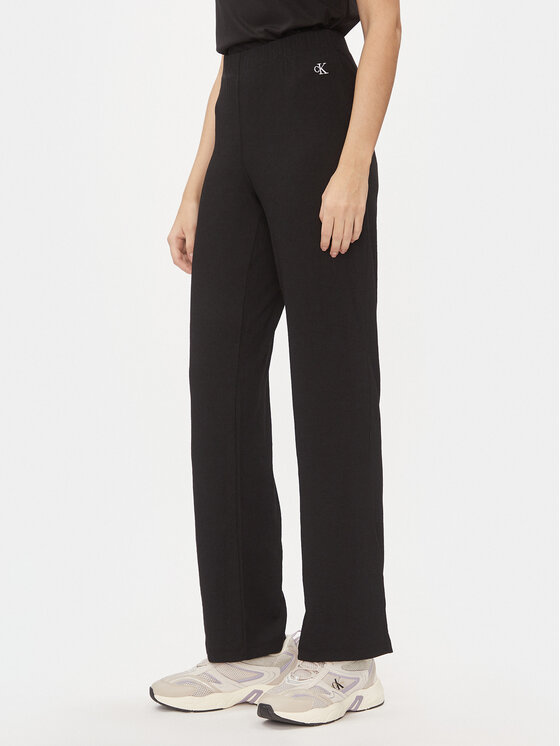 Calvin Klein Jeans Úpletové nohavice J20J222685 Čierna Straight Fit
