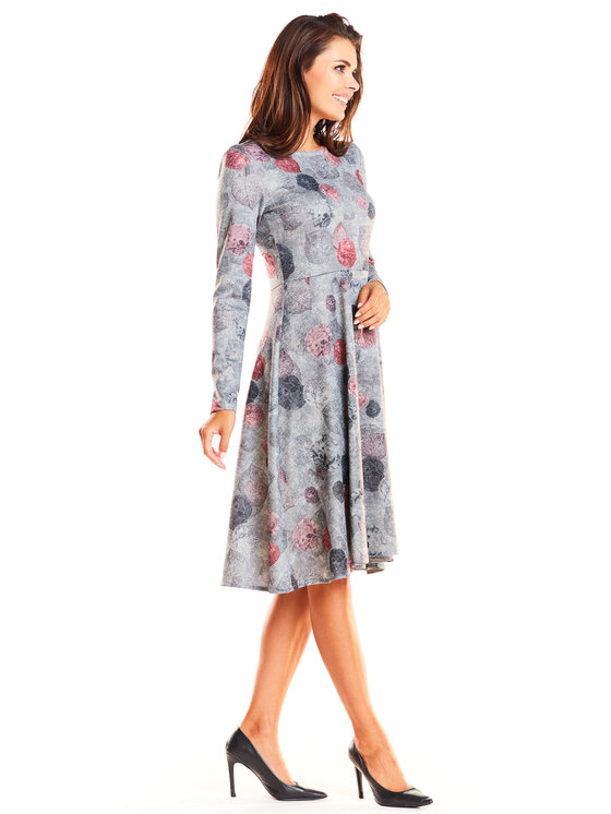 Awama Awama Sukienka dzianinowa A250 Szary Basic Fit