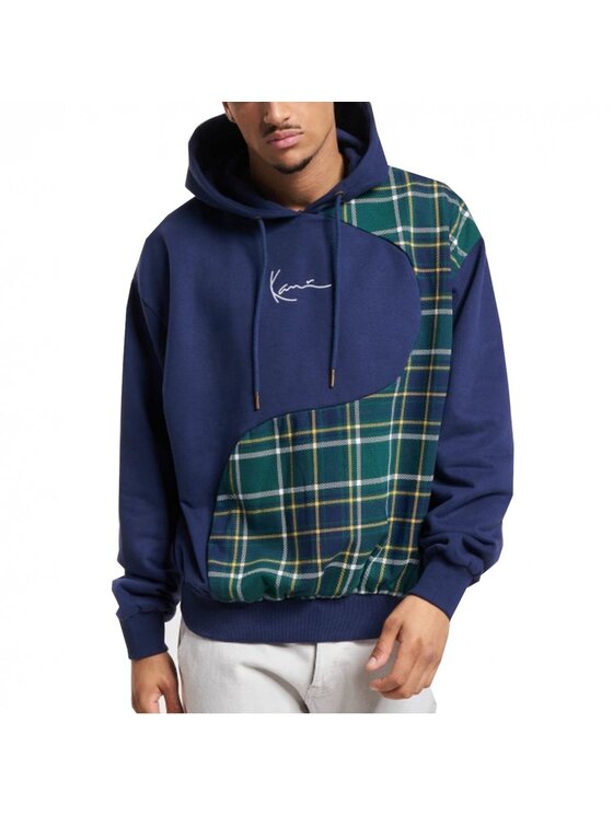 Karl Kani Karl Kani Mikina SMALL SIGNATURE WAVY BLOCK OS HOODIE Tmavomodrá Regular Fit