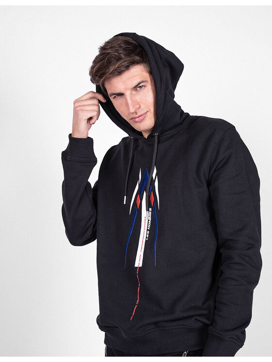 Les Hommes Les Hommes Mikina LJH401-753E | Hoodie Speed Černá Regular Fit