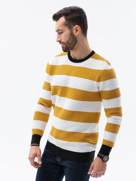 Ombre Ombre Sweter E189 Złoty Regular Fit