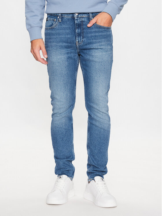 Calvin Klein Jeans Jeans Hlače J30J323367 Mornarsko Modra Slim Taper Fit