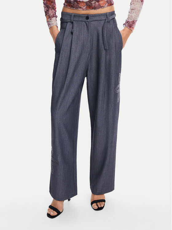 Desigual Desigual Штани з тканини Rin 24WWPW20 Сірий Loose Fit