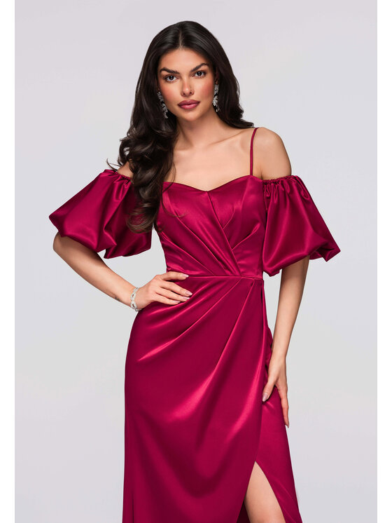 Ombre Ombre Sukienka wieczorowa LA-OM-DLR270 Bordowy Regular Fit