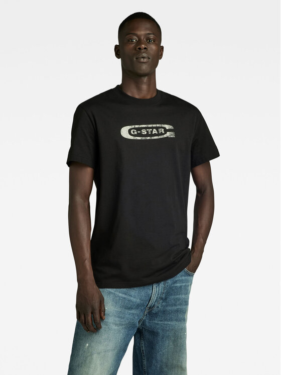 G-Star Raw Tricou Distressed D24365-336 Negru Regular Fit