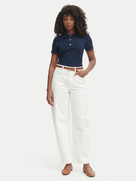 Tommy Hilfiger Tommy Hilfiger Тениска с яка и копчета WW0WW49252 Тъмносин Slim Fit