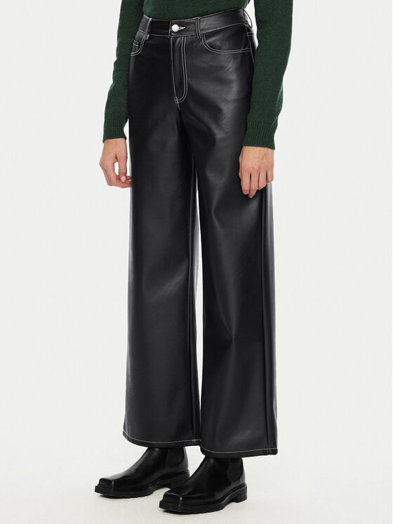 JJXX JJXX Kalhoty z imitace kůže Lila 12276595 Černá Wide Leg