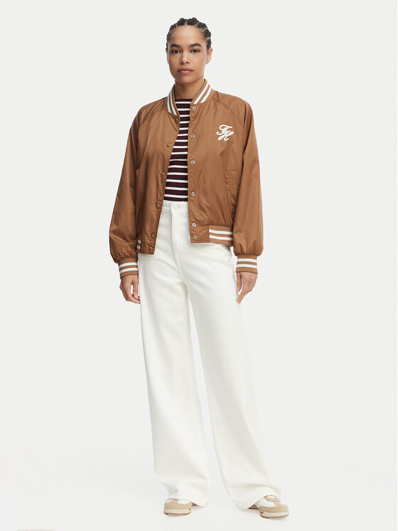 Tommy Hilfiger Tommy Hilfiger Bomberjacke Logo Appliqué WW0WW48618 Hellbraun Regular Fit