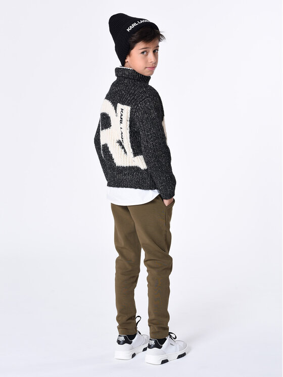 Karl Lagerfeld Kids Karl Lagerfeld Kids Spodnie dresowe Z24164 S Khaki Regular Fit
