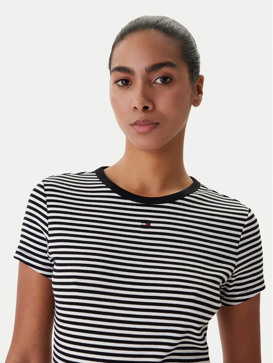 Tommy Jeans Tommy Jeans T-shirt Essential DW0DW17383 Crna Slim Fit