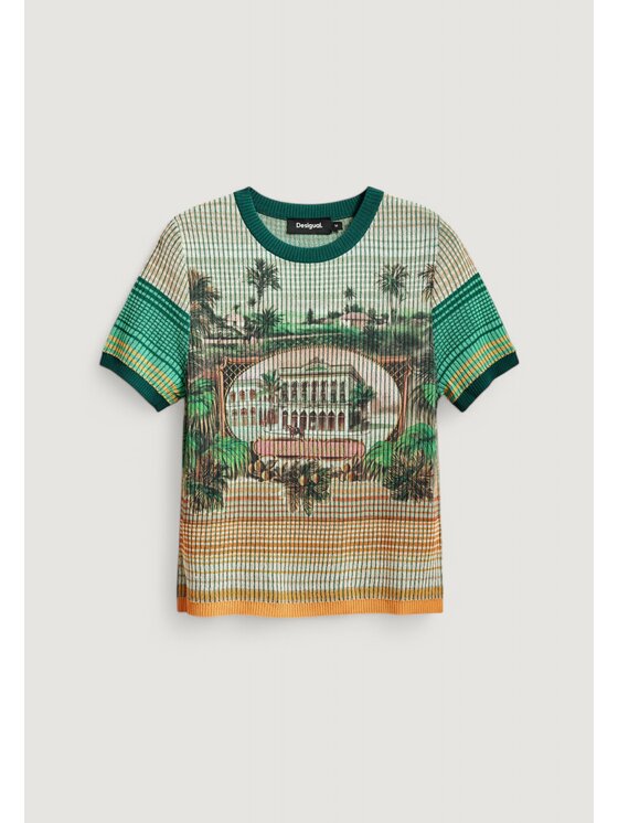Desigual Desigual T-Shirt TS_AFRICA Zielony Shirt Fit
