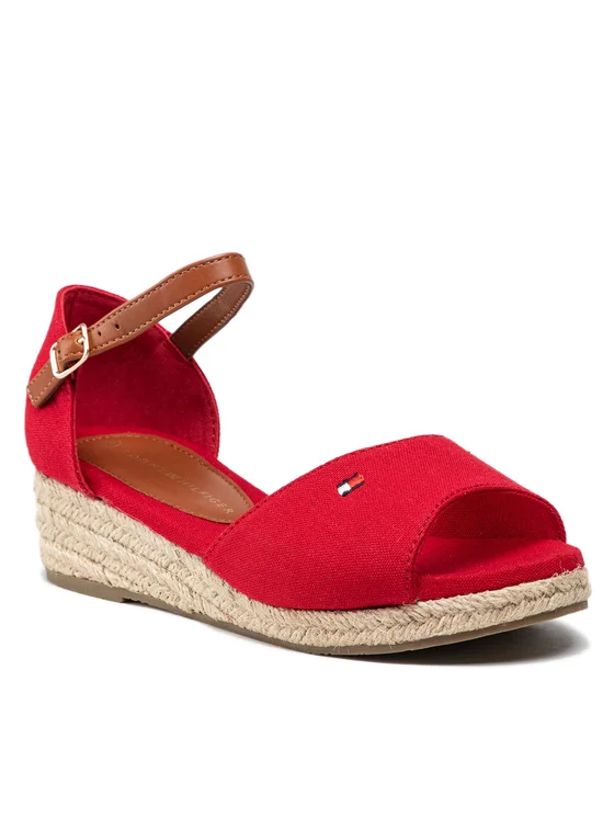Tommy Hilfiger Espadrilles Rope Wedge Sandal T3A7-32185-0048 M Rot