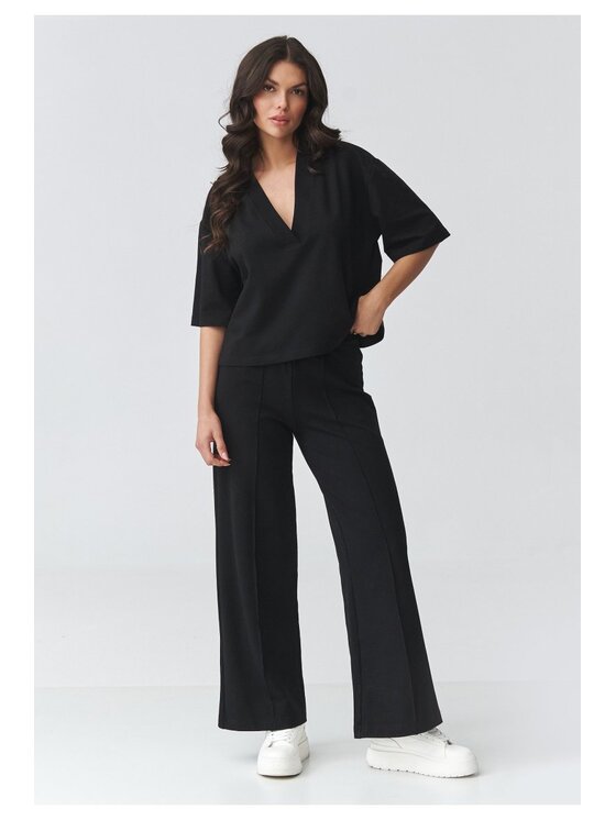 Makadamia Makadamia Dres M921 Czarny Loose Fit