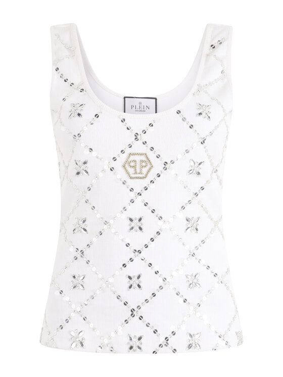 PHILIPP PLEIN PHILIPP PLEIN Tank top 30723 Biały Skin Tight Fit