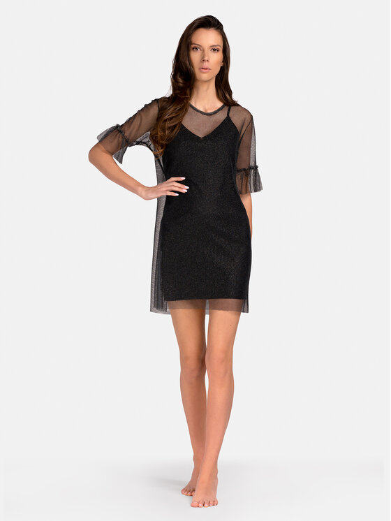 Miss Lou Miss Lou Abito da cocktail ZO-DONE3-CZ Nero Relaxed Fit