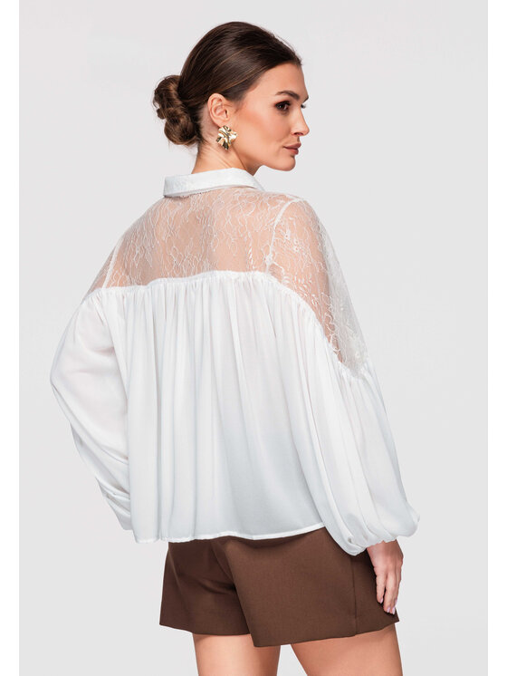 Ombre Ombre Bluzka OW-TS-E0026 Biały Loose Fit