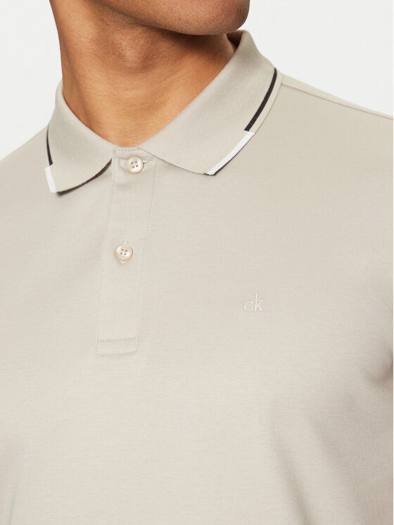 Calvin Klein Calvin Klein Тениска с яка и копчета K10K114130 Бежов Regular Fit