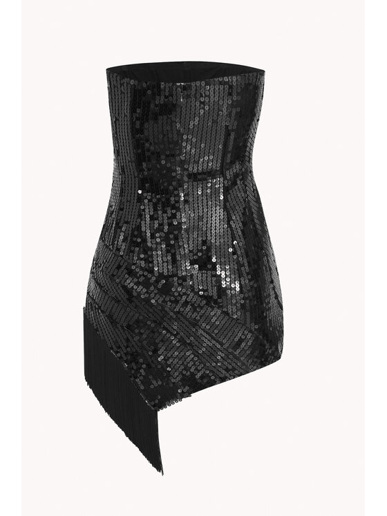 Epuzer Epuzer Sukienka wieczorowa Off-shoulder sequin Czarny Standard Fit
