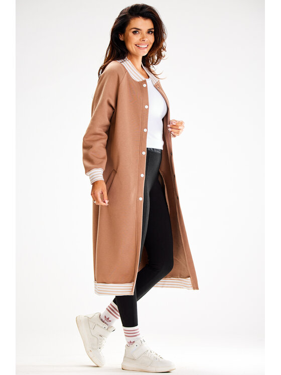 Awama Awama Bluza A612 Beżowy Basic Fit