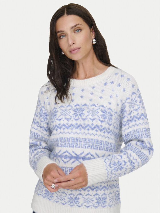 ONLY ONLY Пуловер Xmas Nordic 15354824 Светлосиньо Regular Fit