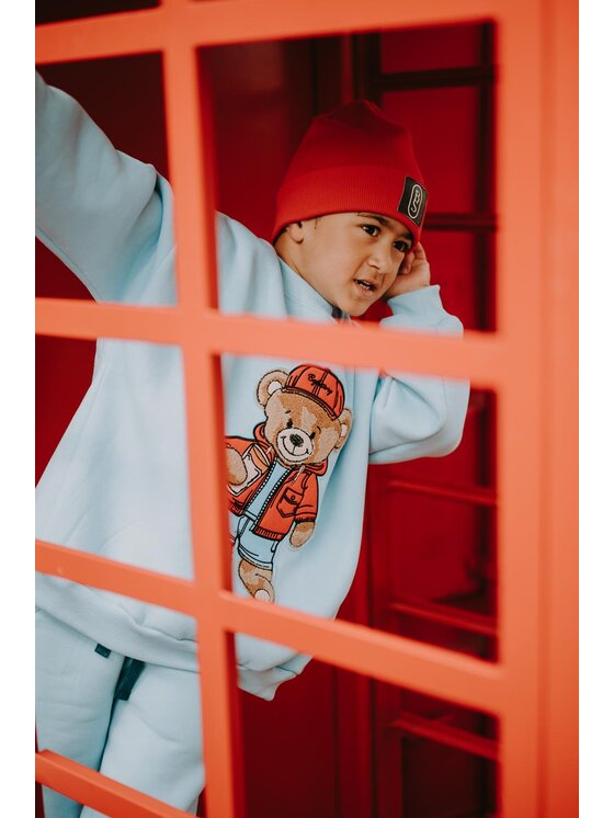 Bejbi Story Bejbi Story Bluza Bluza oversize Rodney Teddy bez kaptura Błękitny Oversize
