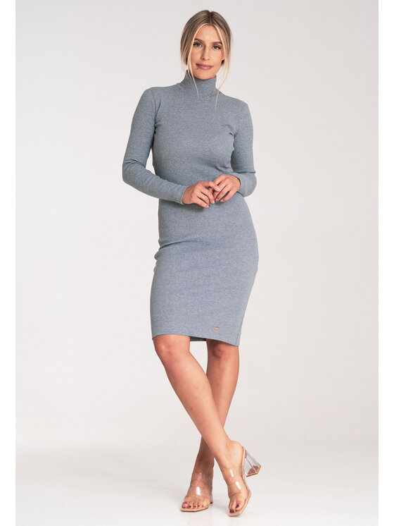 FIGL FIGL Úpletové šaty M1042 Sivá Slim Fit