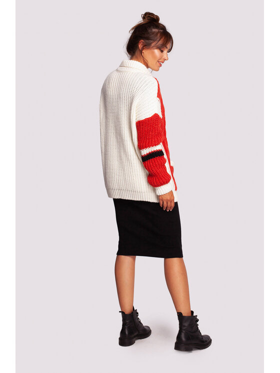 BeWear BeWear Sweter BK094 Czerwony Modern Fit