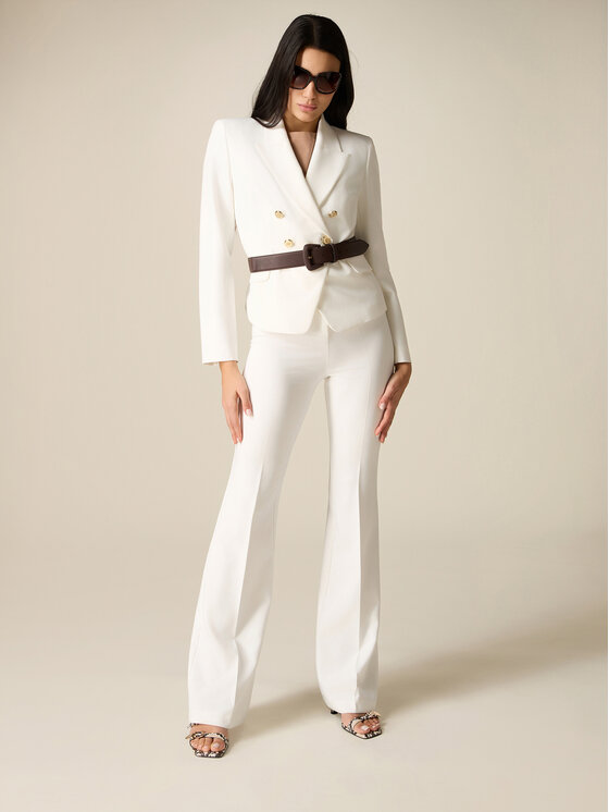 Oltre Oltre Pantaloni di tessuto P098R008866N011 Bianco Flare Fit