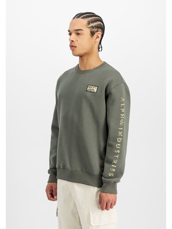 Alpha Industries Alpha Industries Bluza Camo Sleeve Sweatshirt Zielony Regular Fit