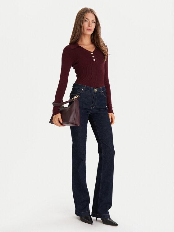 Morgan Morgan Sweter 252-MBANOU Bordowy Slim Fit