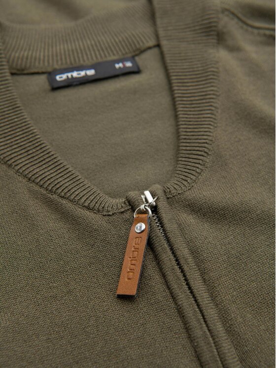 Ombre Ombre Sweter OM-SWZS-0124 Zielony Regular Fit