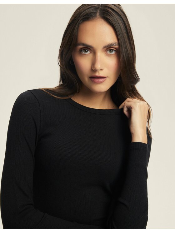 Esotiq Esotiq Bluzka 44073 Czarny Regular Fit