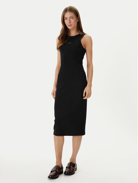 Calvin Klein Jeans Rochie de zi Monologo Baby LV047F242G Negru Slim Fit