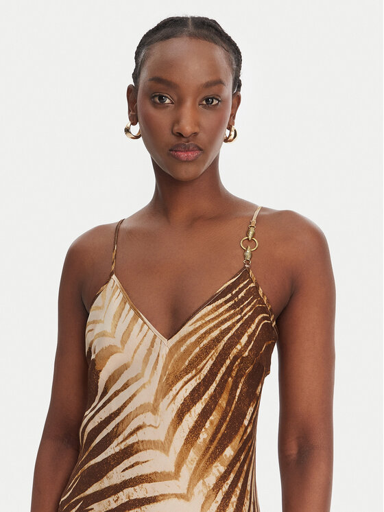 Just Cavalli Just Cavalli Letné šaty 80PAO925 NS819 Béžová Slim Fit