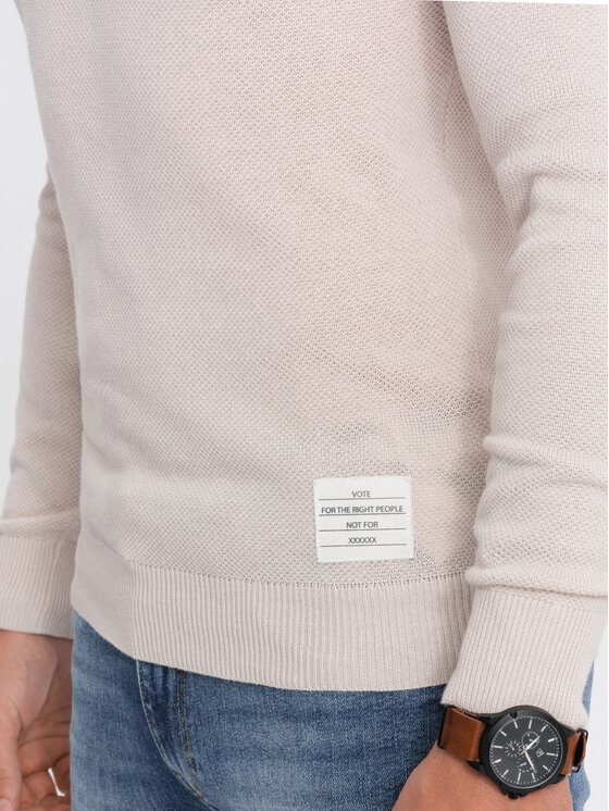 Ombre Ombre Svetr OM-SWSW-0104 Béžová Fitting Fit