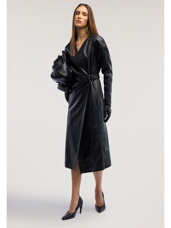 Trussardi Trussardi Sukienka skórzana 7015A001879N033 Czarny Regular Fit