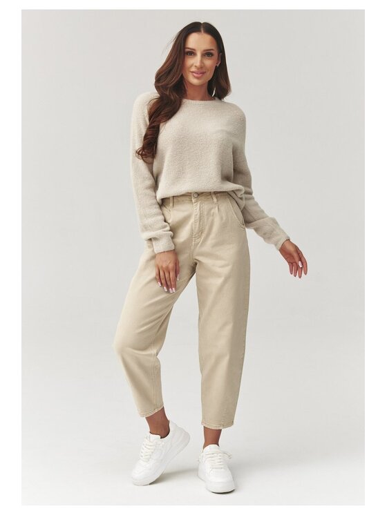Makadamia Makadamia Jeansy C31 Beżowy Baggy Fit