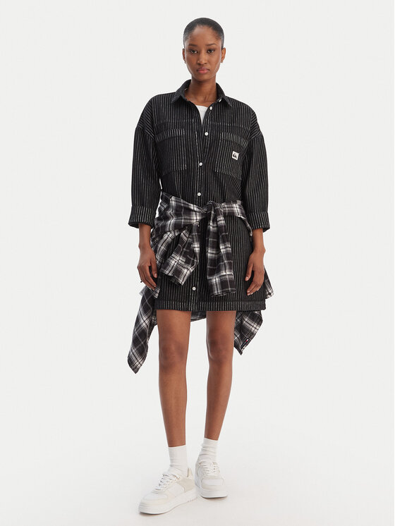Quiksilver Quiksilver Košeľové šaty Iced Age EQWWD03120 Sivá Oversize