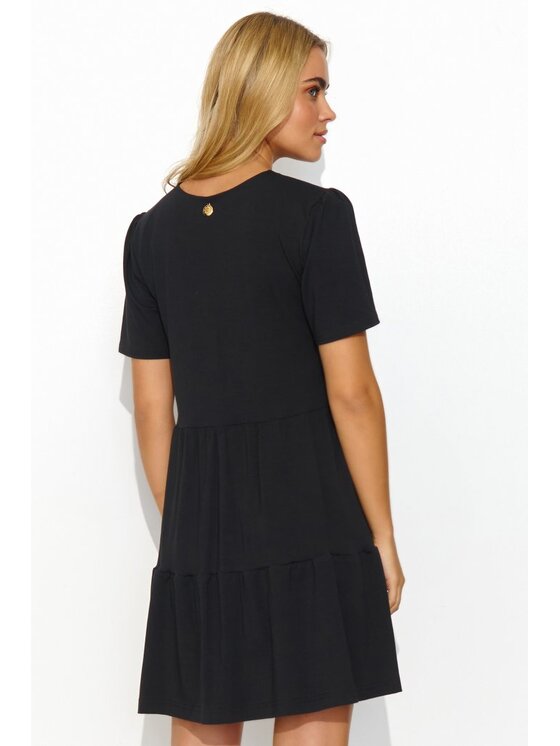 Makadamia Makadamia Sukienka codzienna M819 Czarny Loose Fit