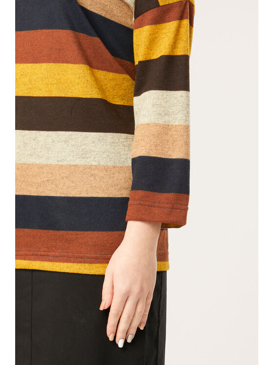 QUIOSQUE QUIOSQUE Blúzka LINES BLOUSE Hnedá Regular Fit